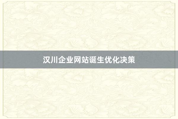 汉川企业网站诞生优化决策